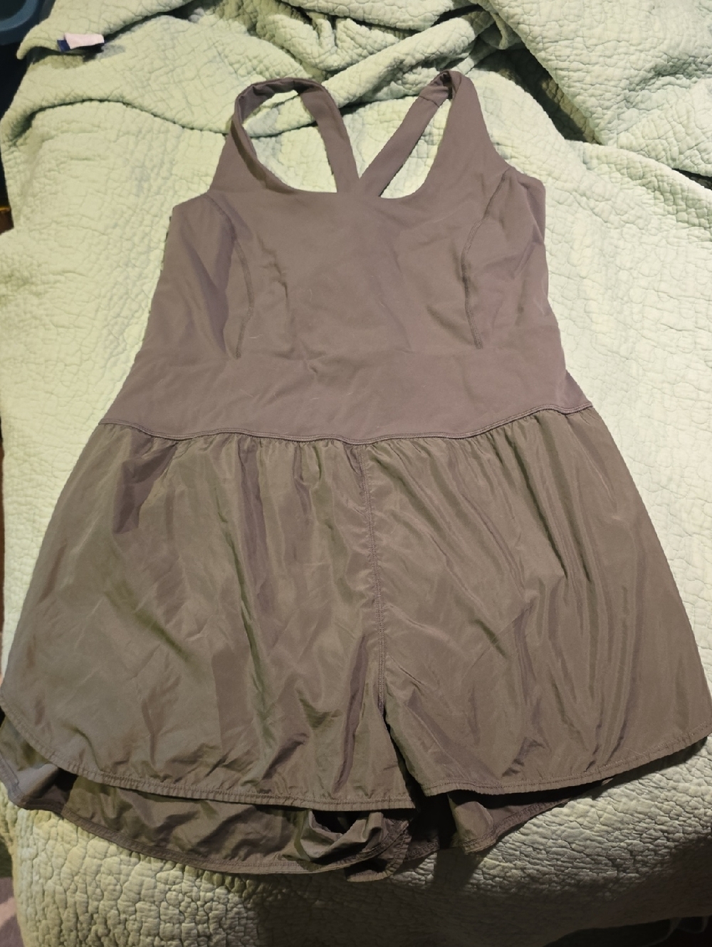 Sleeveless Olive Green Active Dress with Skirted Shorts